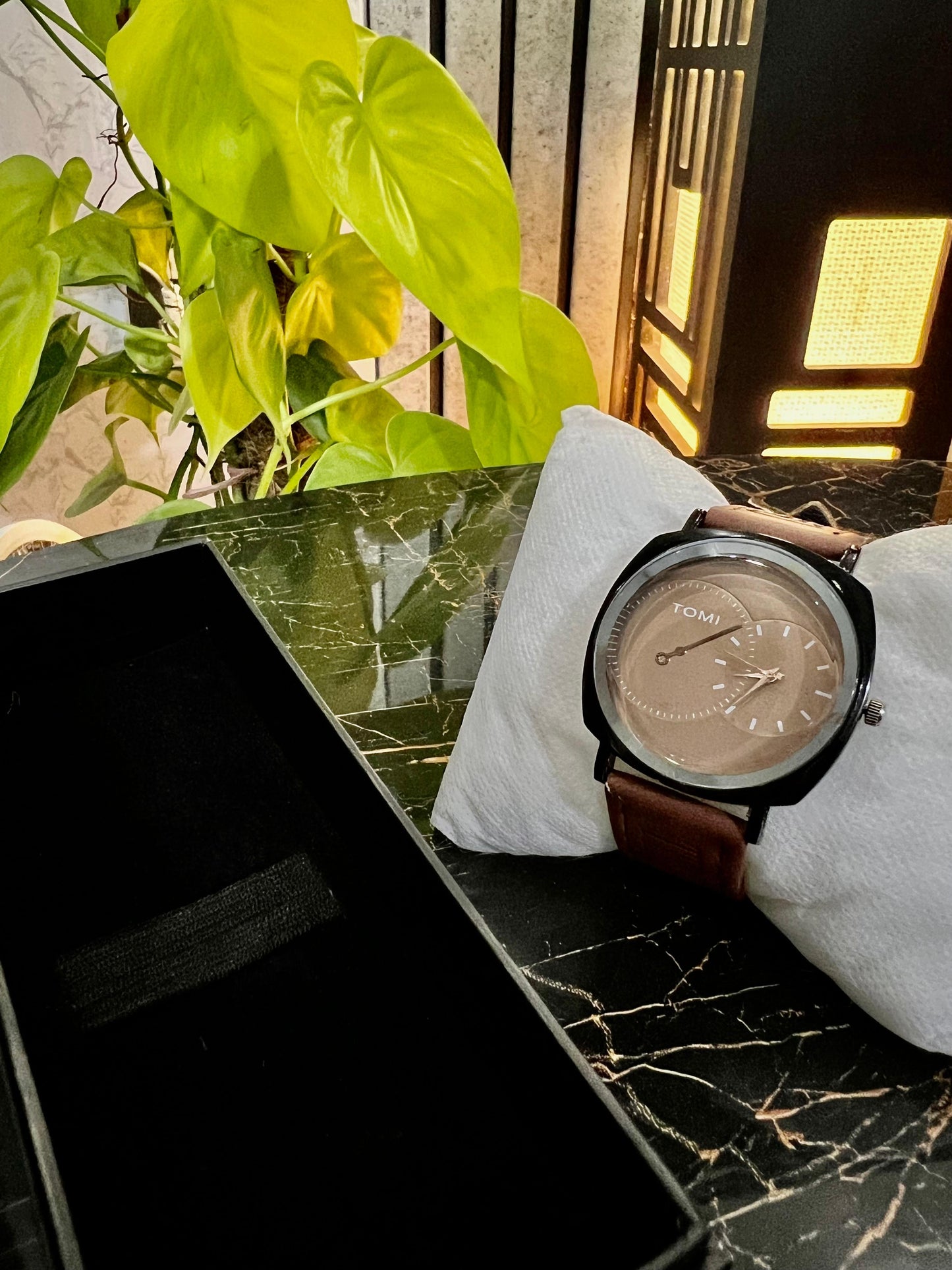 TOMI- T76 Brown Dial With Luxury Stunning Leather Strap