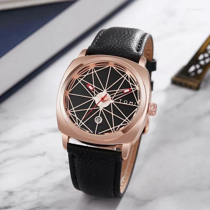 TOMI - T112 Men's Luxury Watch Date Quartz Square Dial Leather Strap