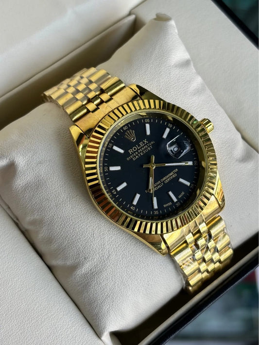 Rolex - DateJust - A Black Dial Golden Luxury Collection Watch