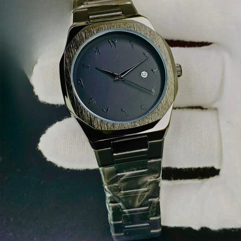 Arabic Edition Black Watch Aura With Date-High Quality Stainless Steel Heavy Weight Edition (130g)