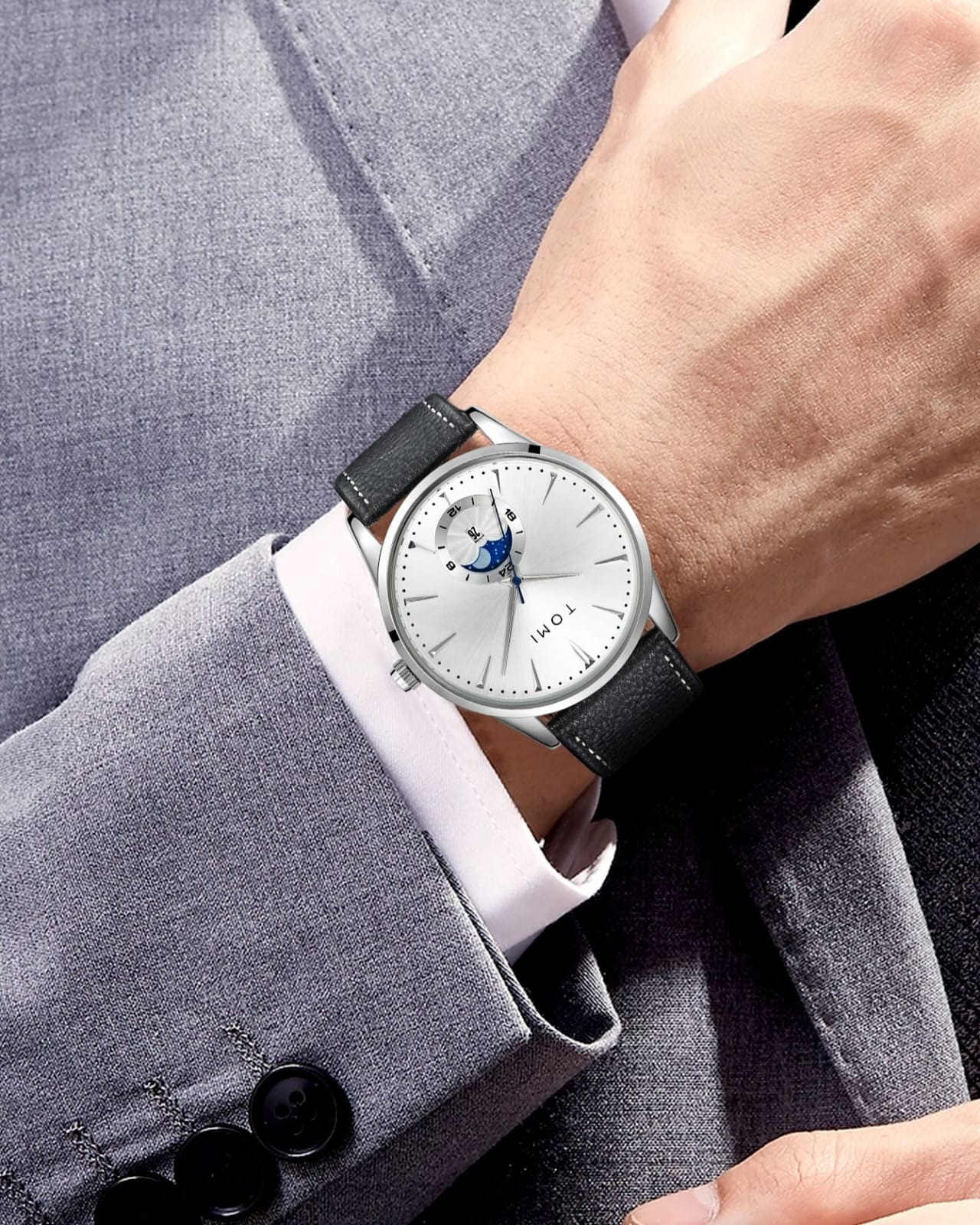 TOMI T-24 Business Luxury Men's Watch With Comfortable Leather Strap With Magnetic Lock