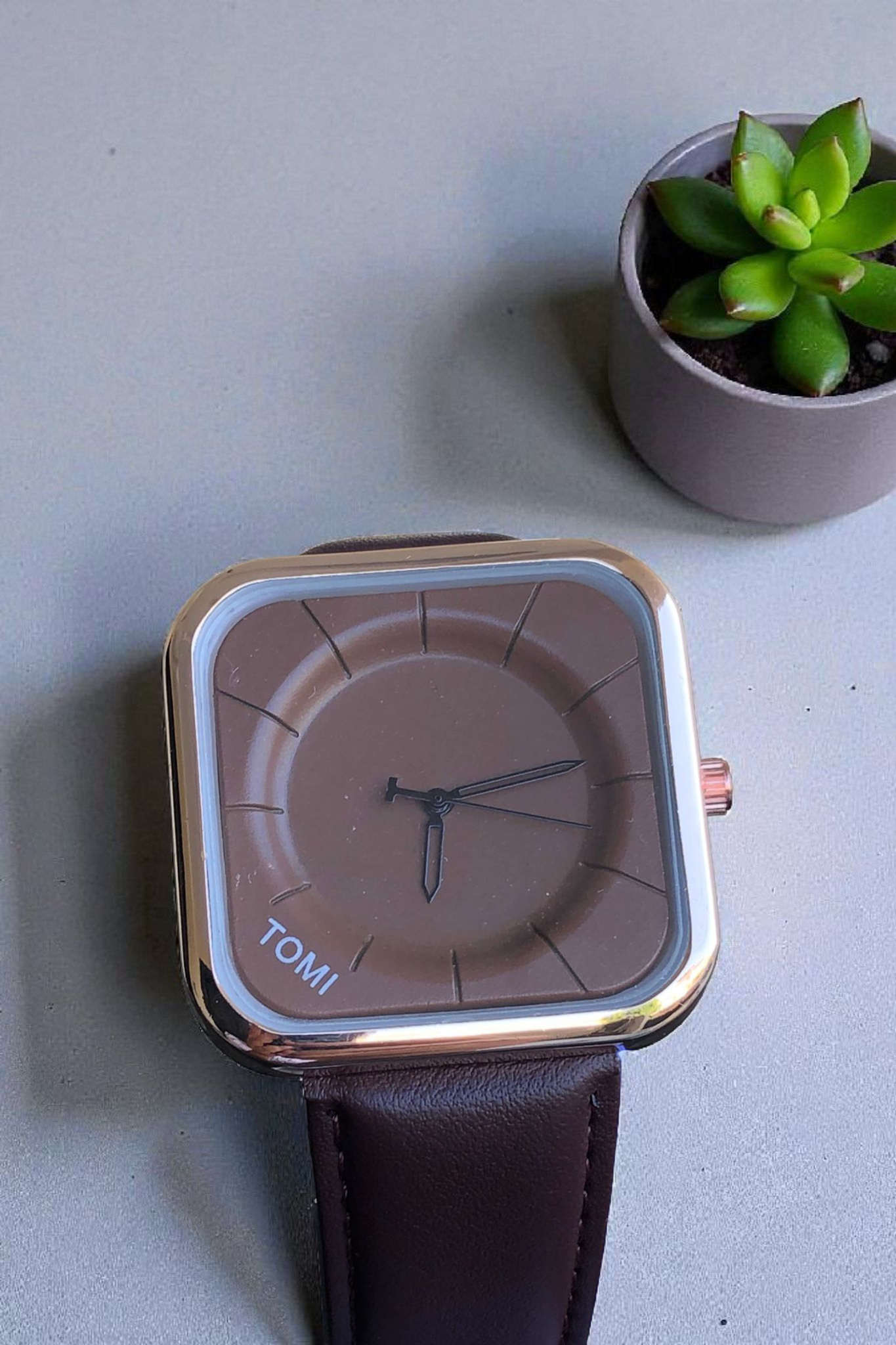 TOMI - T87 Square Brown Dial With Golden Case Casual Style Edition