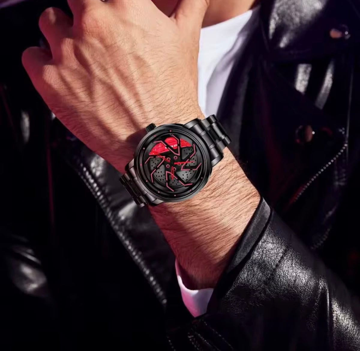 FIRE BLADE GYRO NS - Rotating Wheel With Chain Strap Watch